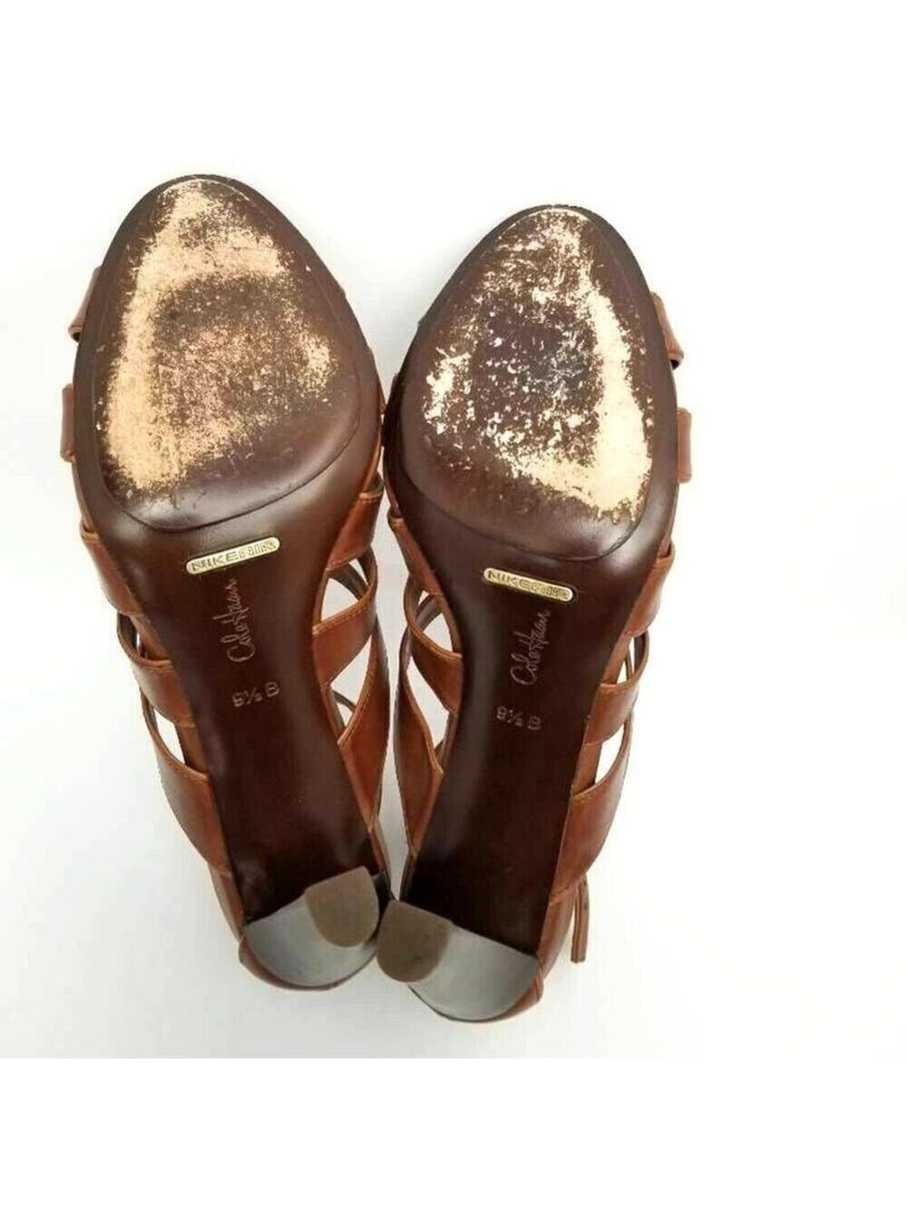 Cole Haan Gladiator Brown Leather Ankle Block Heels Sandals Shoes Size 9.5 B - Picture 6 of 12